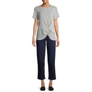 B Collection By Bobeau Women's Short Sleeve T-Shirt Gray Plus Size 3X